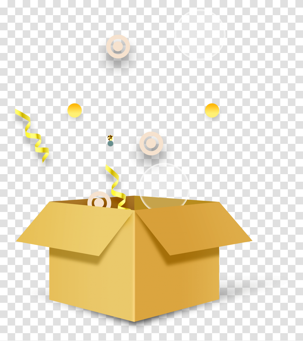 Hand Painted Cartoon Yellow Gift Box Decoration Vector Illustration, Cardboard, Carton, Paper, Confetti Transparent Png