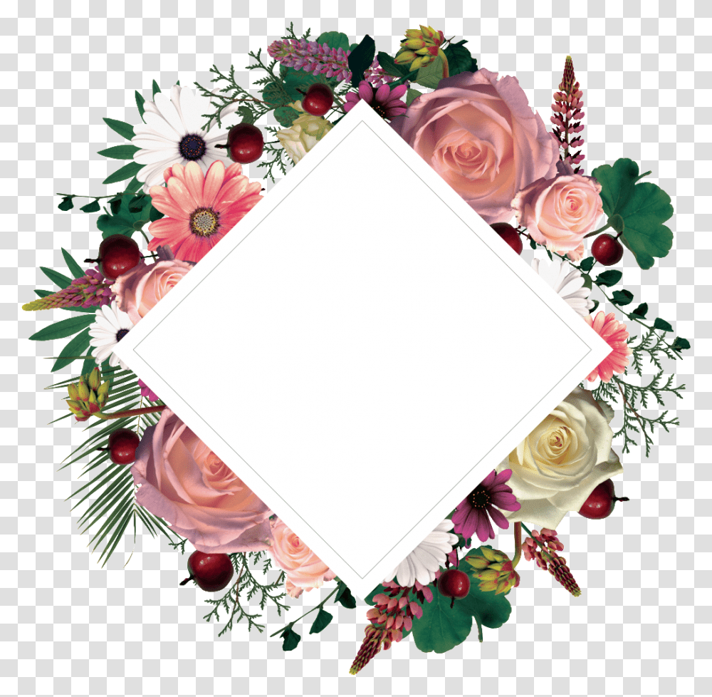 Hand Painted Colored Diamond Border Diamond Flower Boarder, Plant, Floral Design Transparent Png