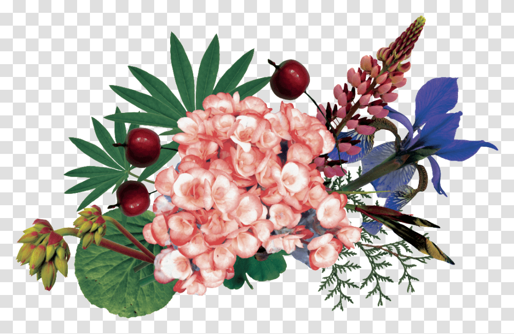 Hand Painted Colorful Flower Bouquet, Plant, Fruit, Food, Cherry Transparent Png