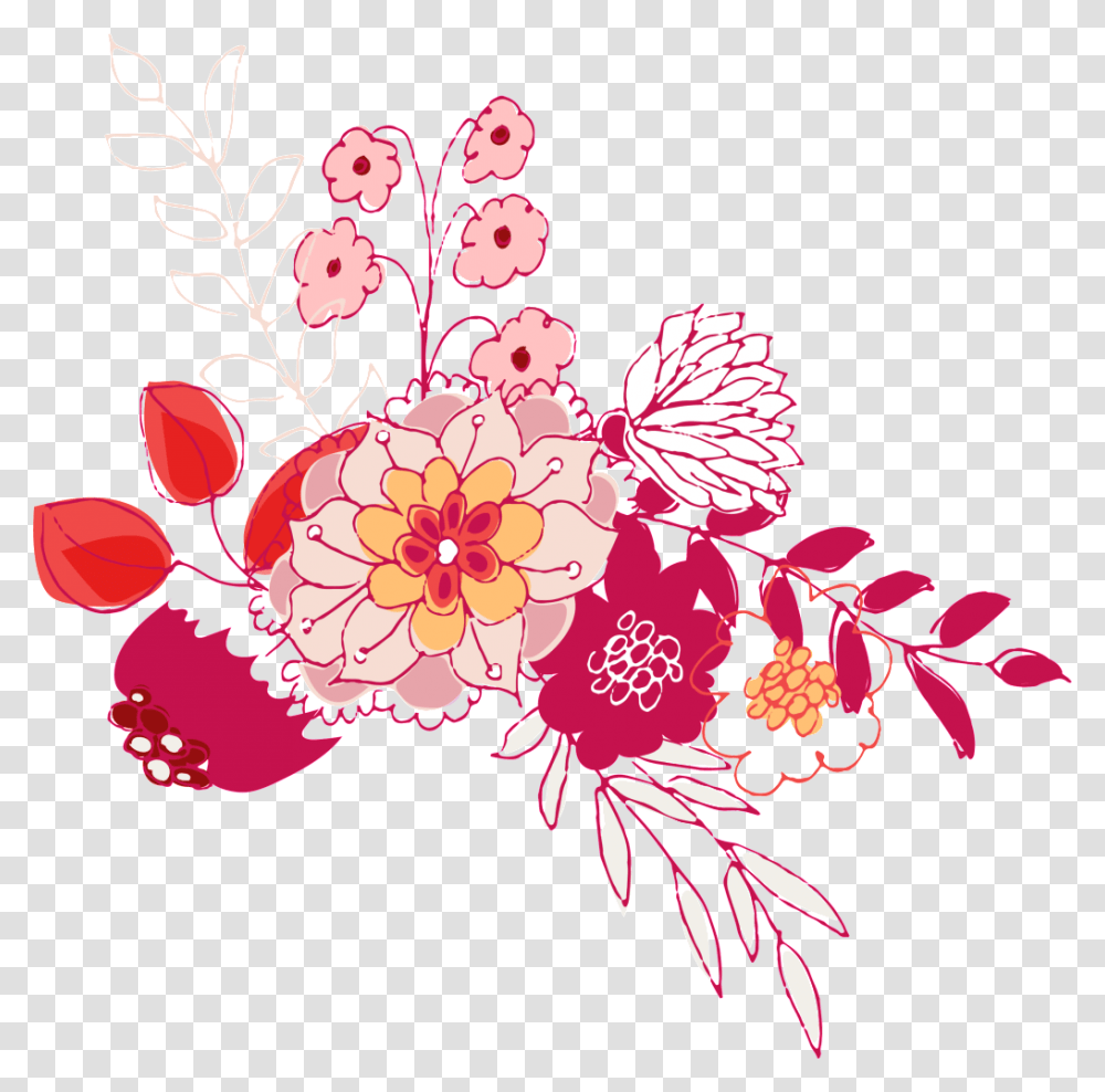 Hand Painted Deep Rose Red Flower Illustration, Floral Design, Pattern Transparent Png