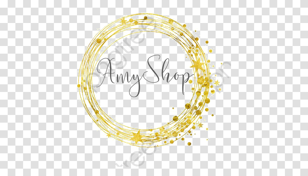 Hand Painted English Word Decoration Golden Round Gold Dots In A Circle Logo, Text, Chandelier, Lamp, Handwriting Transparent Png