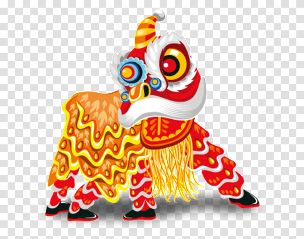 Hand Painted Flat Festive Lion Dance Chinese New Year Chinese New Year Gif, Graphics, Art, Crowd, Birthday Cake Transparent Png