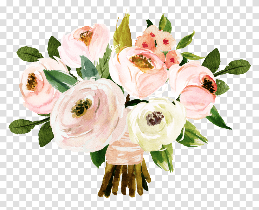 Hand Painted Flowers Bouquet For Wedding Logo, Plant, Blossom, Rose, Flower Bouquet Transparent Png
