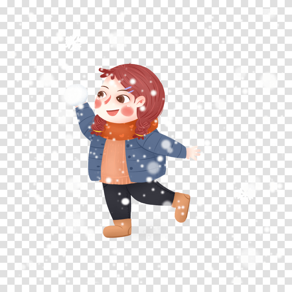 Hand Painted Fresh Winter Heavy Snow And Psd Cartoon, Person, Outdoors, Nature Transparent Png