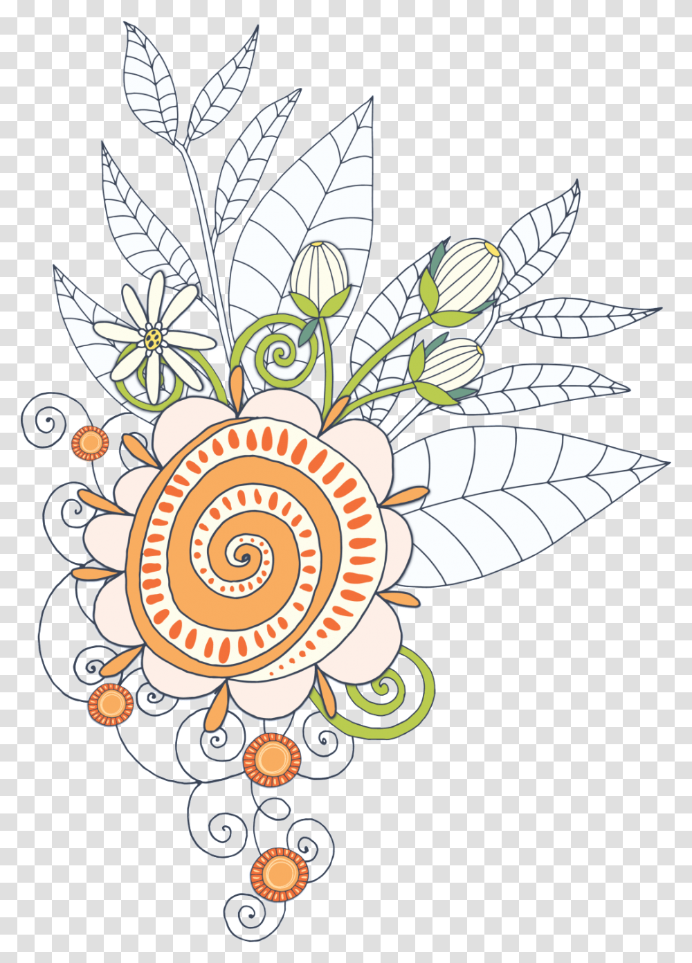 Hand Painted Hook Line Sun Flower, Floral Design, Pattern Transparent Png