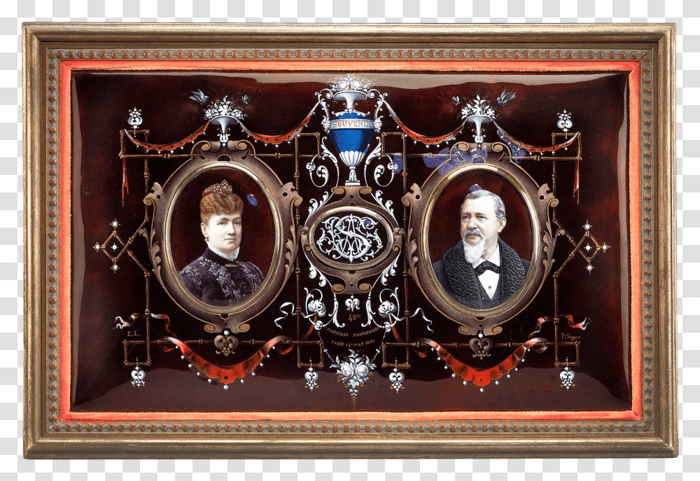 Hand Painted Limoges Marriage Anniversary Plaque, Person, Sideboard, Furniture, People Transparent Png