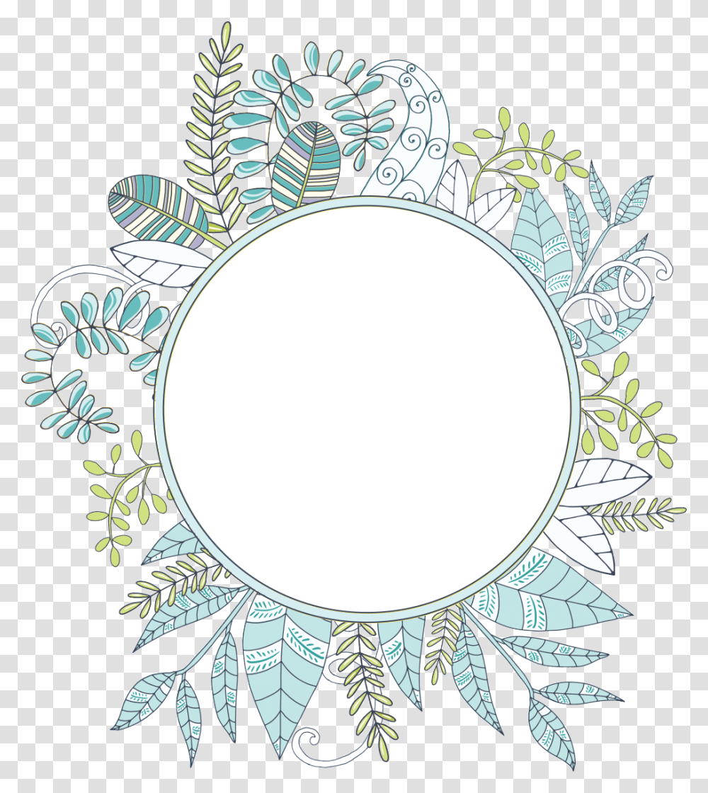 Hand Painted Linear Leaf Circle Leaf Circle, Pattern, Lace, Floral Design Transparent Png