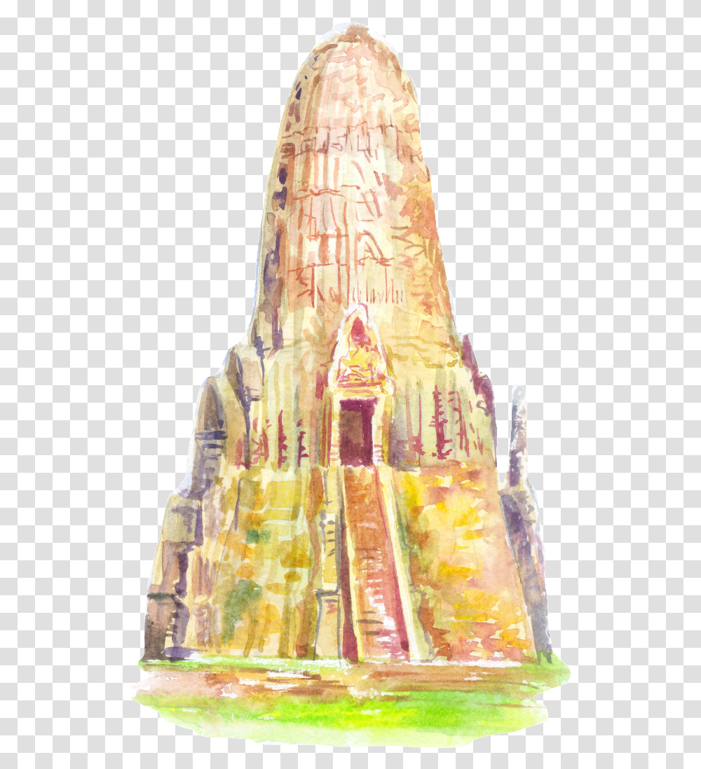 Hand Painted Old Castle Tailandia Acuarela, Crystal, Mineral, Architecture Transparent Png