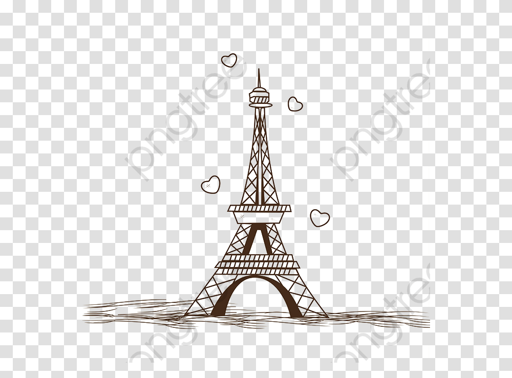 Hand Painted Paris Tower Eiffel Tower Paris Silhouette, Building Transparent Png