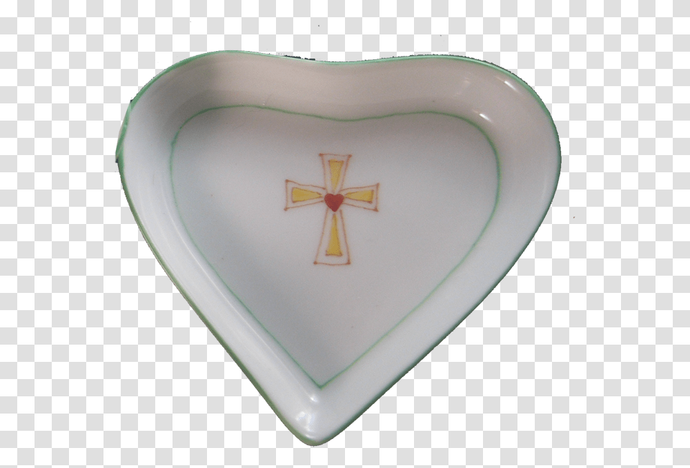 Hand Painted Porcelain Holiday Heart Cross, Dish, Meal, Food, Pottery Transparent Png