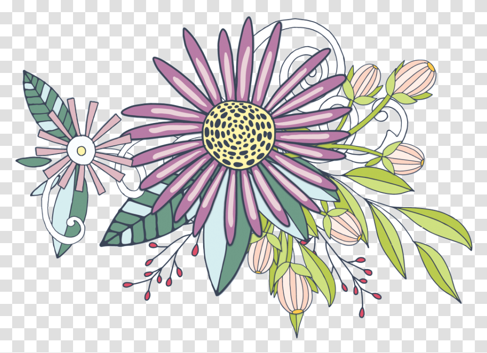 Hand Painted Purple Chrysanthemum Flower African Daisy, Floral Design, Pattern Transparent Png