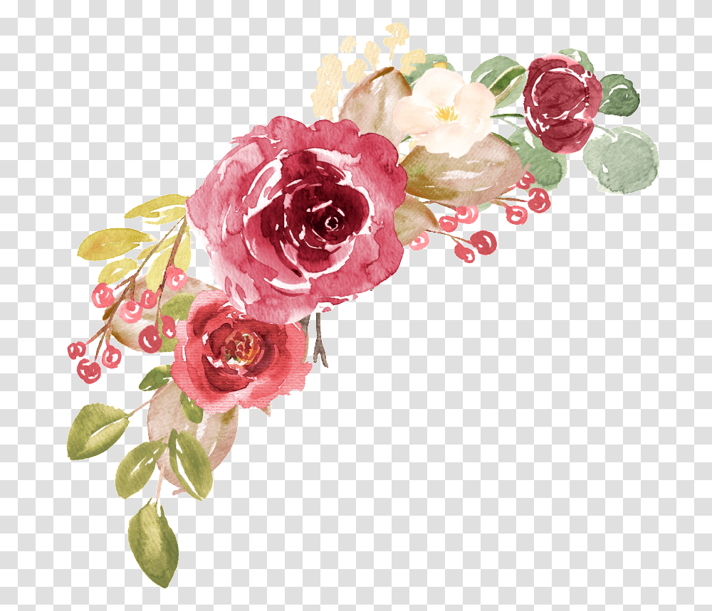 Hand Painted Realistic Retro Watercolor Flower Pink Flowers Background, Plant, Blossom, Rose, Flower Arrangement Transparent Png