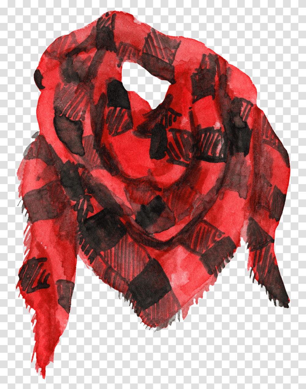 Hand Painted Red Plaid Scarf, Apparel, Stole, Modern Art Transparent Png
