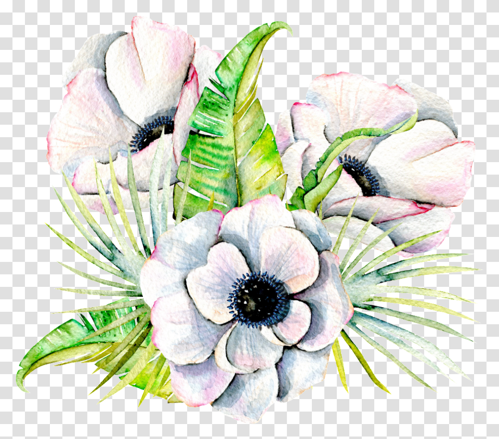Hand Painted Three Elegant Flowers Bouquet, Plant, Flower Bouquet, Flower Arrangement, Blossom Transparent Png