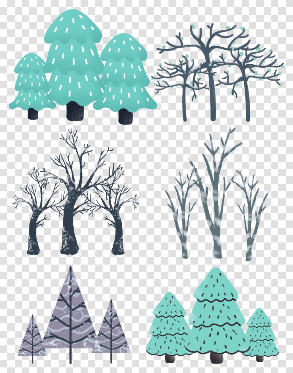 Hand Painted Trees Winter Pine Branches And Psd Branch, Plant, Ornament, Art, Christmas Tree Transparent Png