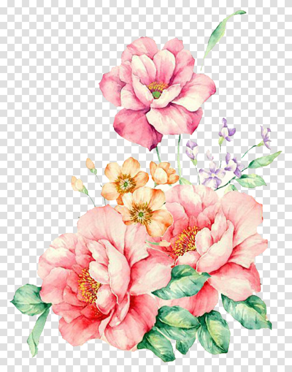 Hand Painted Vivid Colorful Flowers And Ornamental Flower Art Water Paint, Floral Design, Pattern, Plant Transparent Png