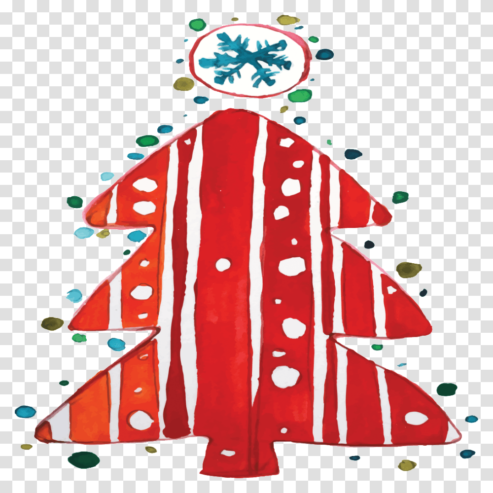 Hand Painted Watercolor Red Christmas Tree Illustration, Outdoors Transparent Png