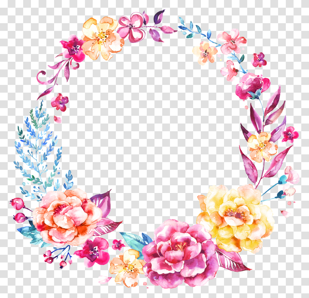 Hand Painted Watercolor Wreath Flower Free Download, Collage, Poster, Advertisement Transparent Png