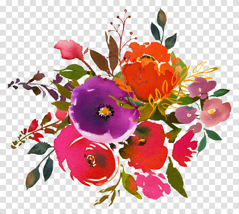 Hand Painting Watercolor Flower On Water Color Painting Flowers, Plant, Floral Design Transparent Png