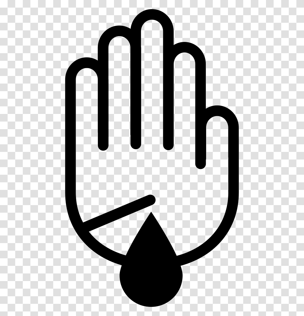 Hand Palm Outline With Scratch Wound With Blood Droplet, Logo, Trademark, Sign Transparent Png