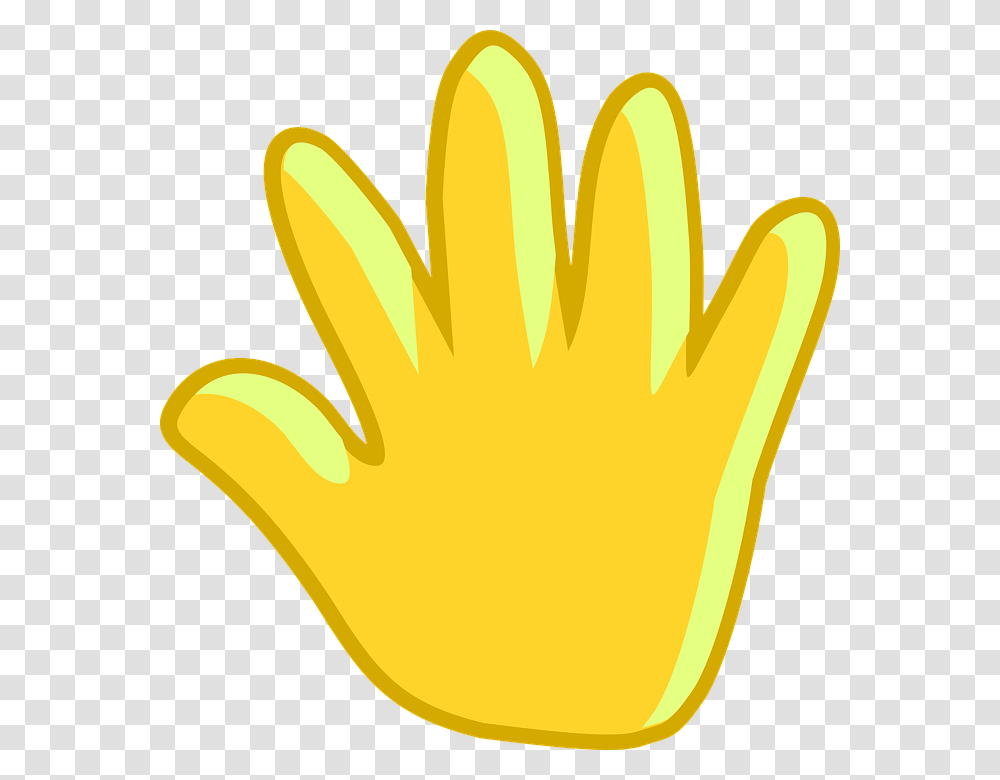 Hand Palm Stop Yellow Wave Bye Goodbye, Banana, Fruit, Plant, Food Transparent Png