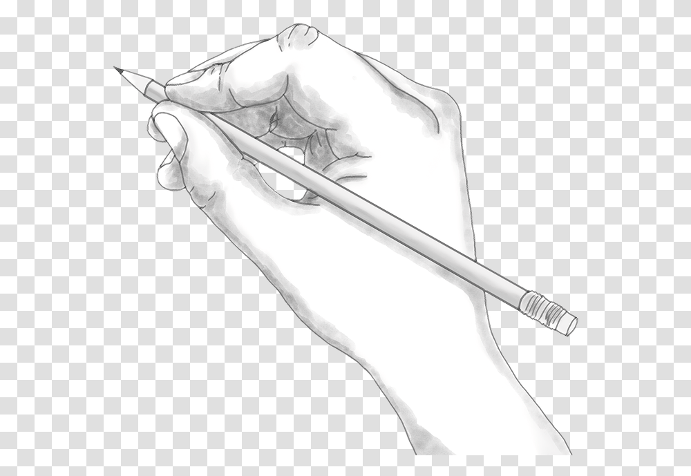 Hand Pencil Holding Sketch Drawing Project Work Gambar Tangan Pegang Pensil, Stick, Tool, Baton Transparent Png