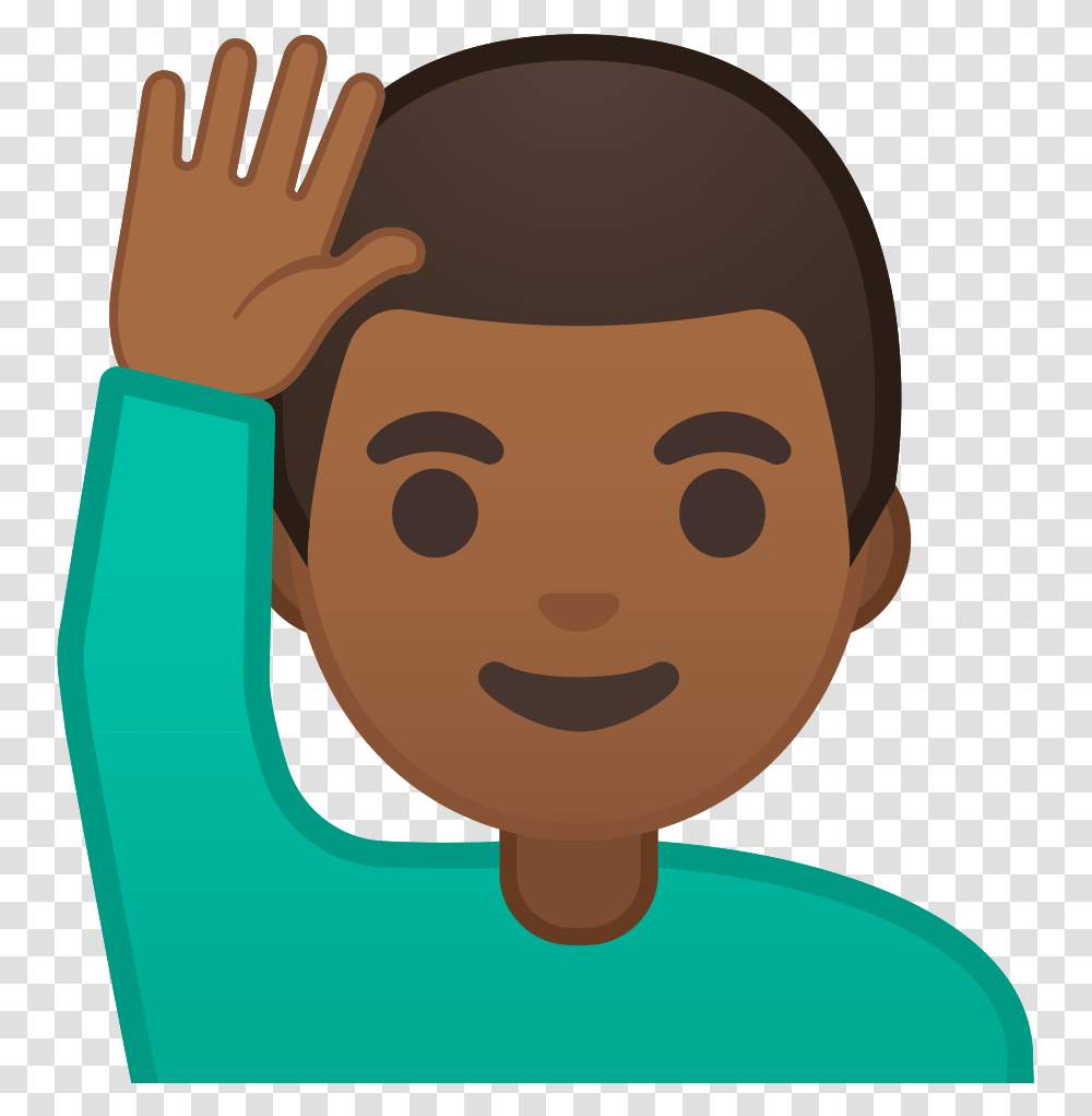 Hand Raised Emoji Man, Face, Food, Head Transparent Png