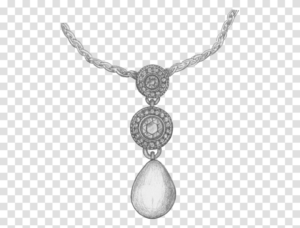 Hand Sketch Of A Diamond And Pearl Necklace Locket, Pendant, Jewelry, Accessories, Accessory Transparent Png