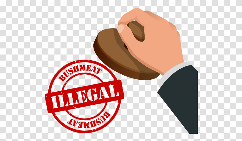 Hand Stamping With Stamp That Reads Bushmeat Illegal, Person, Human, Attorney, Face Transparent Png