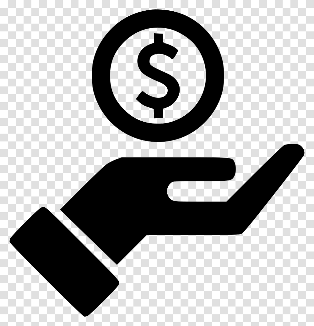 Hand Streched Dollar Outline Hand With Money Icon, Number, Hammer Transparent Png