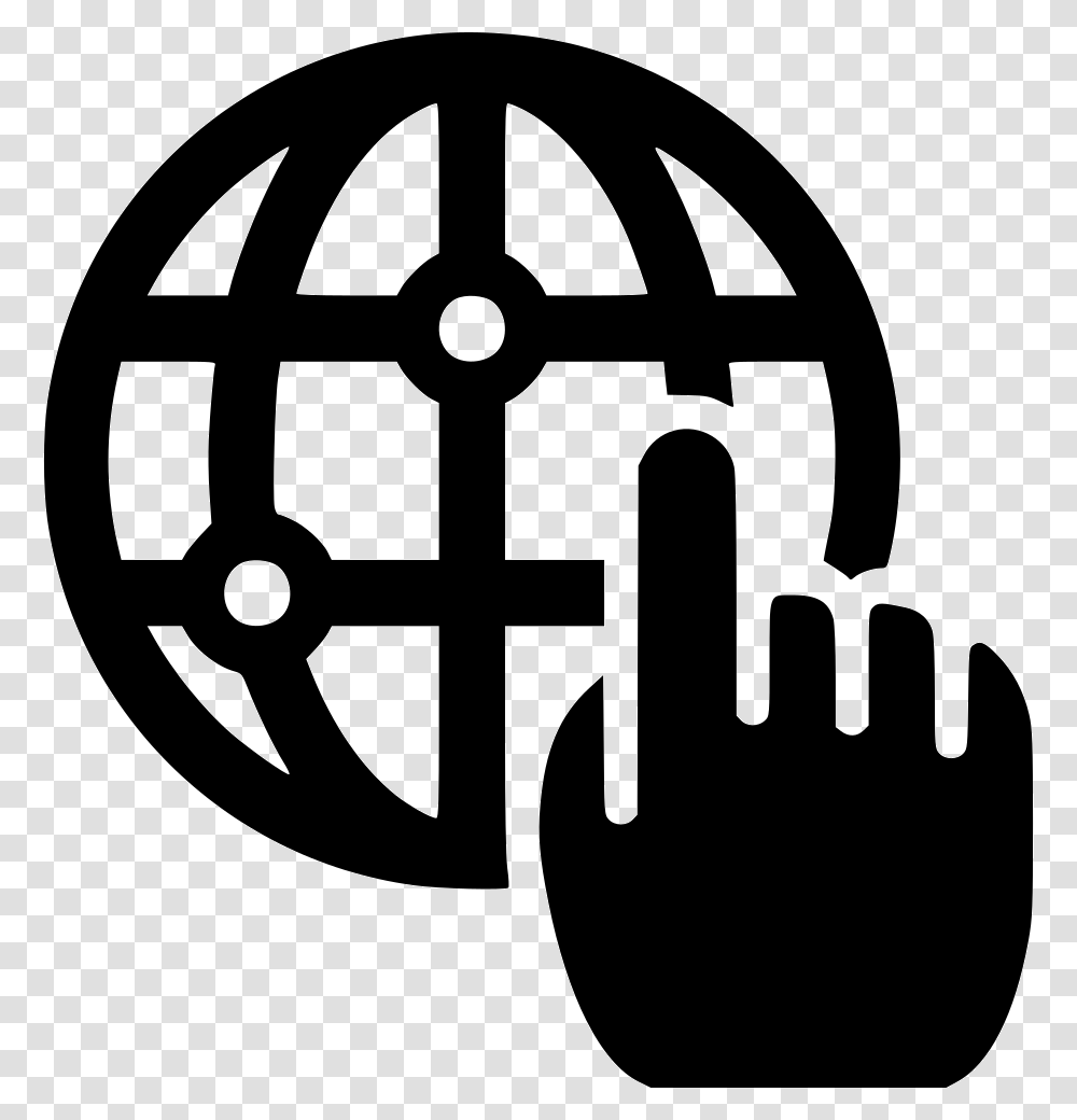 Hand Touch Globe Icon, Stencil, White, Texture, Weapon Transparent Png