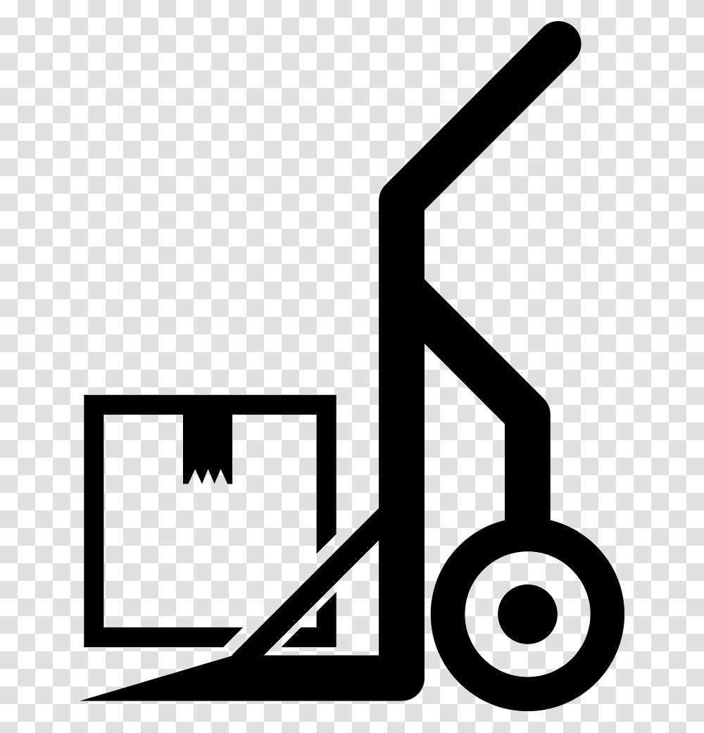 Hand Truck With A Box Car, Sign, Logo, Trademark Transparent Png