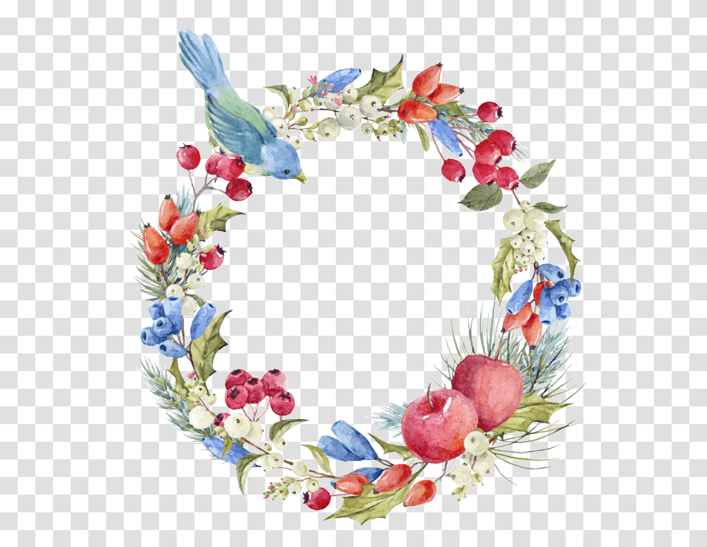 Hand Watercolor Berries Wreath, Graphics, Art, Floral Design, Pattern Transparent Png