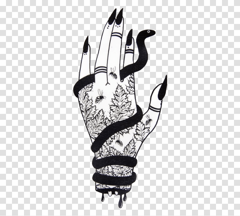 Hand Witch Snake Tattoo Cute Sticker By Rsmband5 Witch Hand Sticker, Clothing, Apparel, Hook, Stencil Transparent Png