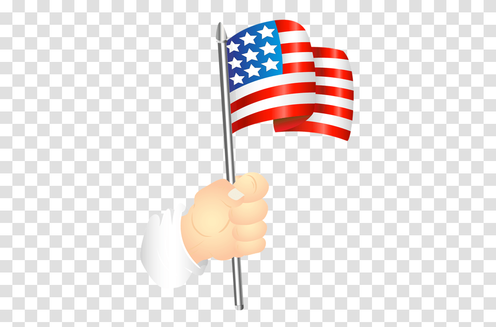 Hand With An American Flag Clip Art Image Of July Transparent Png