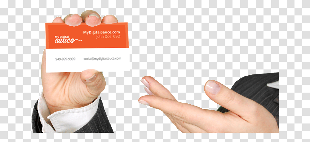 Hand With Businesscard, Person, Finger, Paper Transparent Png