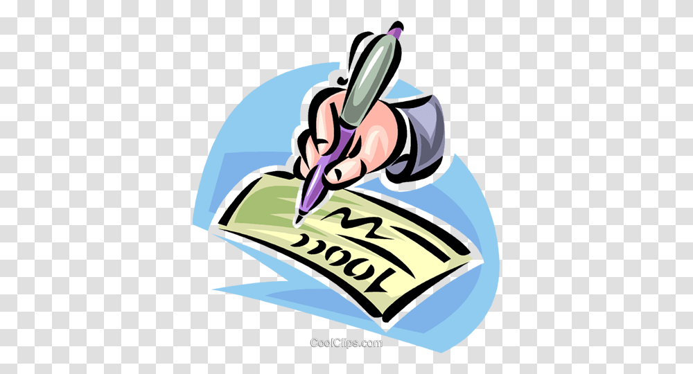 Hand With Fountain Pen Signing A Check Royalty Free Vector Clip, Advertisement, Poster, Paper Transparent Png