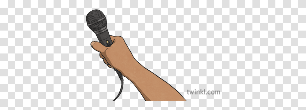 Hand With Microphone Illustration Twinkl Hand, Weapon, Weaponry, Gun, Quiver Transparent Png