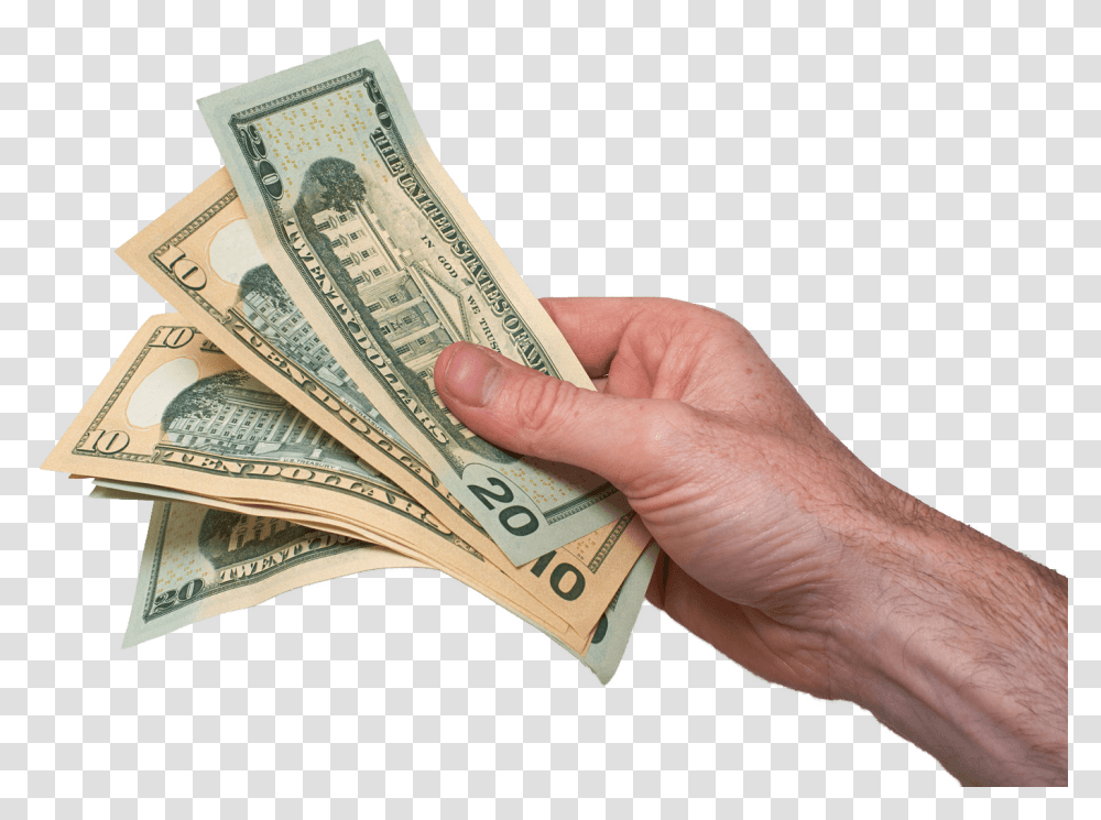 Hand With Money Money In Hand, Person, Human, Book, Dollar Transparent Png