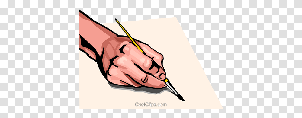 Hand With Paint Brush Royalty Free Vector Clip Art Illustration, Pen, Pencil, Handwriting Transparent Png
