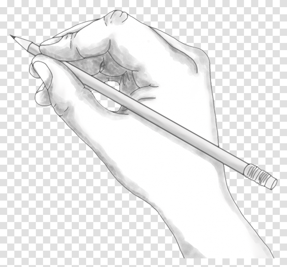 Hand With Pencil Sketch, Drawing, Stick Transparent Png
