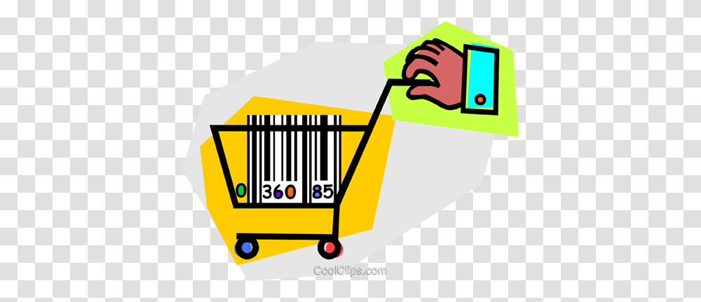 Hand With Shopping Cart And Bar Code Royalty Free Vector Clip Art, Transportation, Vehicle Transparent Png
