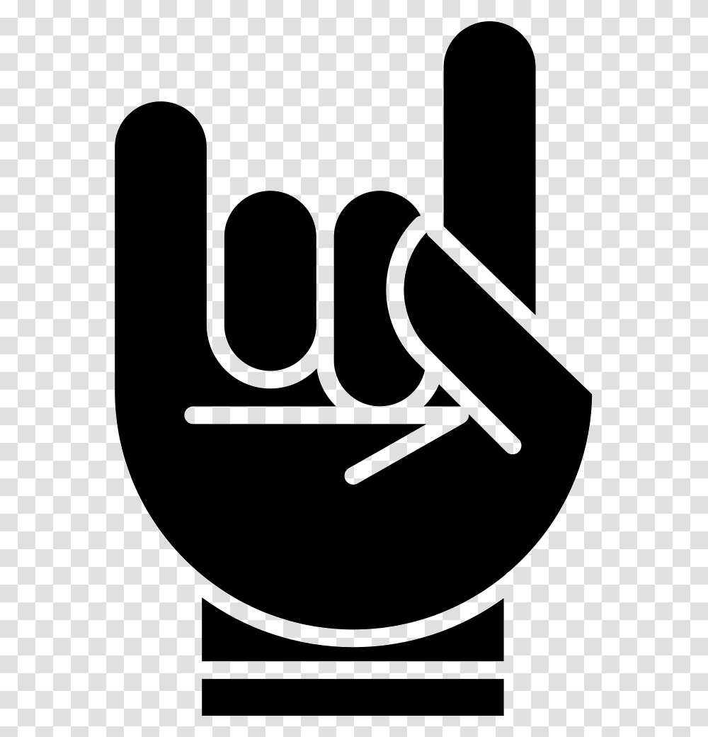 Hand With White Outline Forming A Rock On Symbol Comments Rock On Symbol Svg, Stencil, Prison, Logo Transparent Png