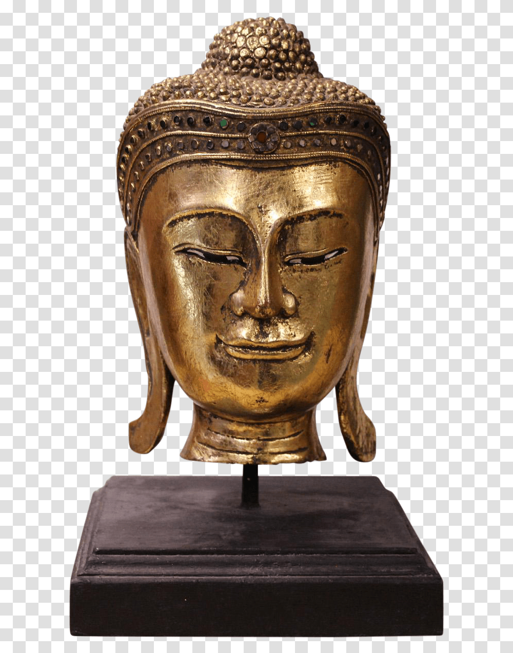 Handcrafted Gold Wood Serene Peaceful On Stand Bronze Sculpture, Worship, Buddha, Architecture Transparent Png