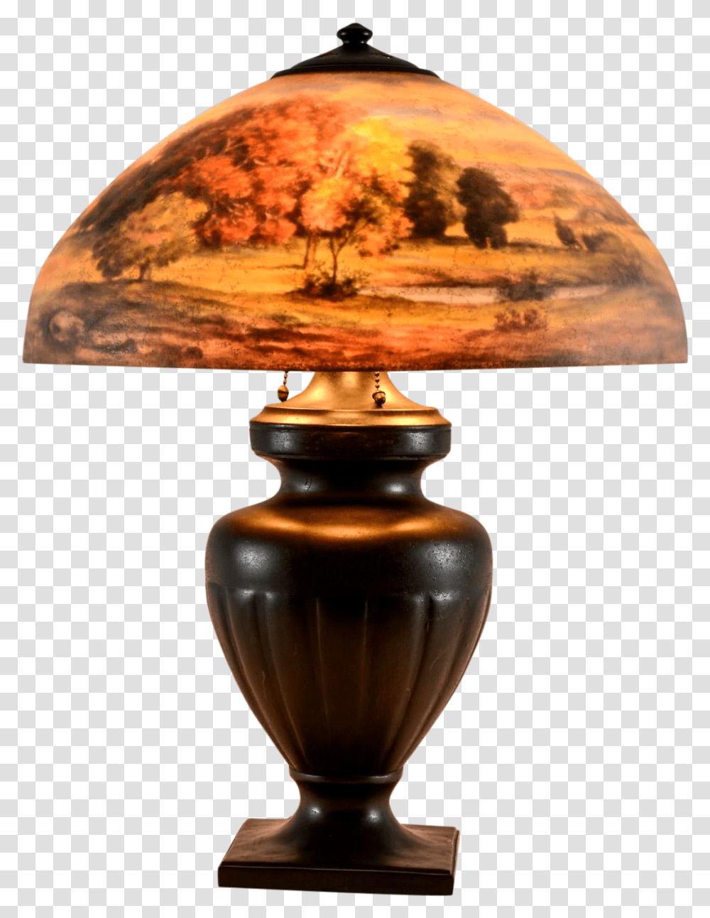 Handel Scenic Reverse Painted Table Lamp, Lampshade Transparent Png