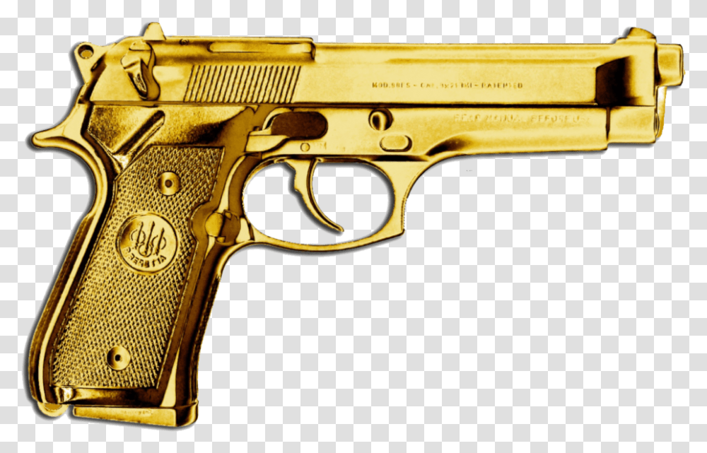 Handgun Gold Gold Gun, Weapon, Weaponry Transparent Png