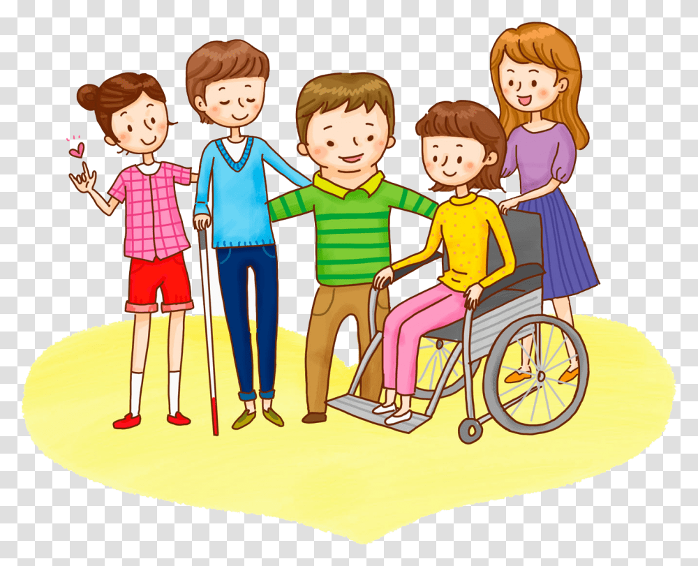 Handicap Clipart Clip Art Kids Group Wheelchair, People, Person, Human, Family Transparent Png