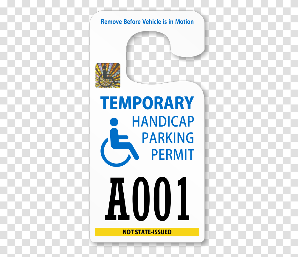 Handicap Parking Permit Rearview Mirror Jumbo Hang Wheelchair, Sign, Advertisement Transparent Png