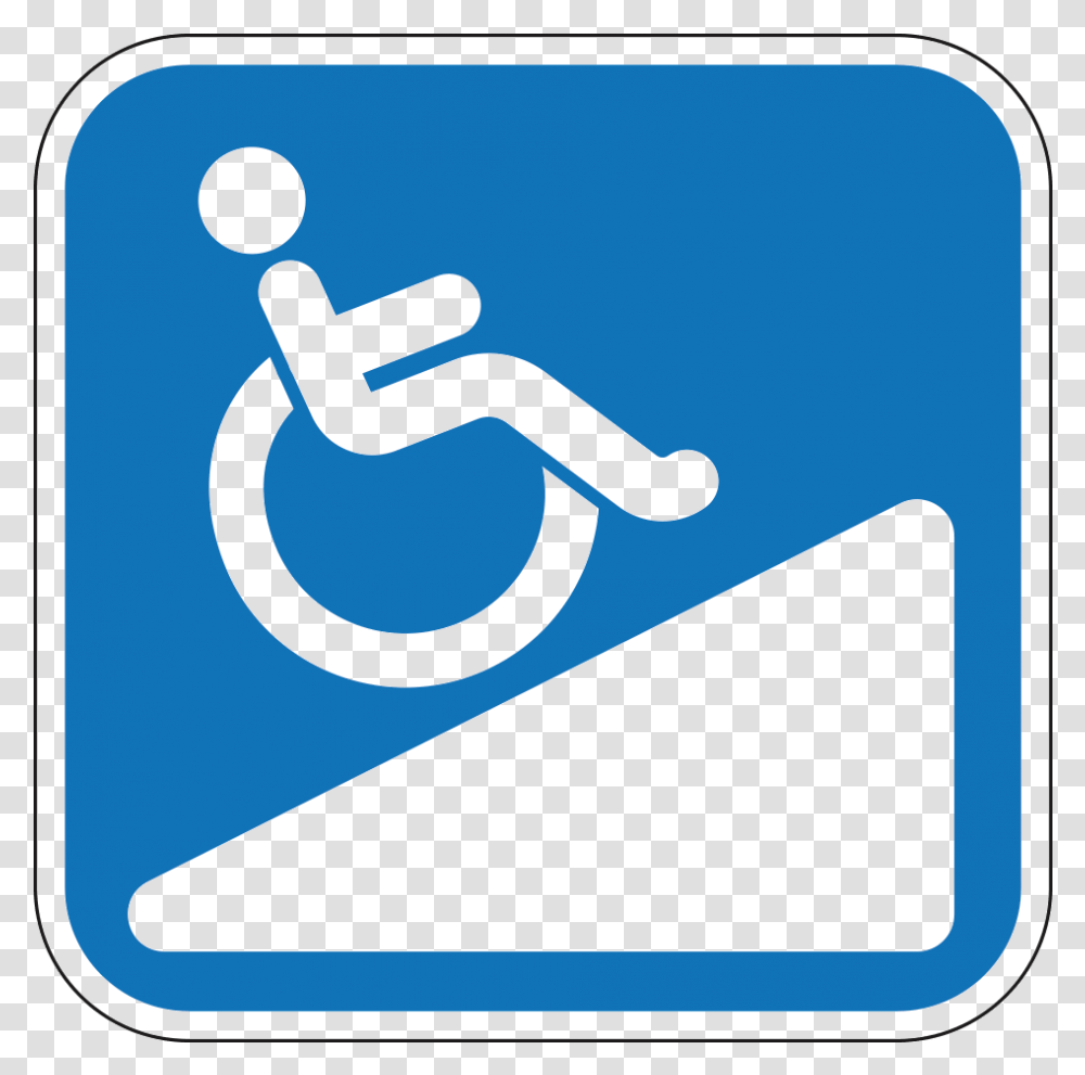 Handicap Ramp Logo Wheelchair Ramp Clipart, Sign, Road Sign Transparent Png