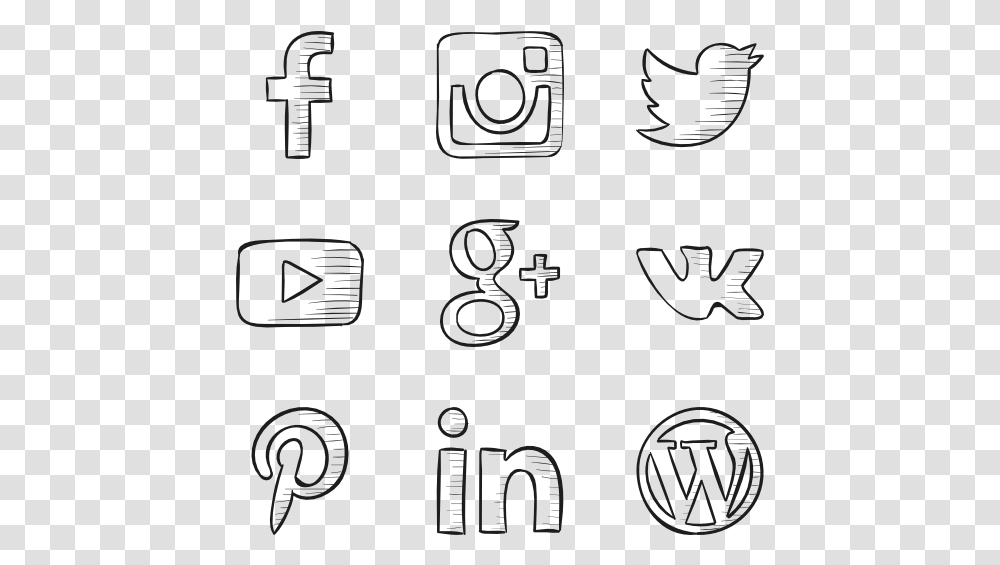 Handmade Social Media Icons, Number, Alphabet Transparent Png